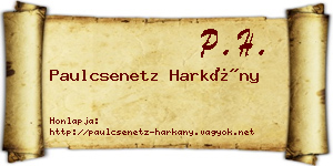Paulcsenetz Harkány névjegykártya